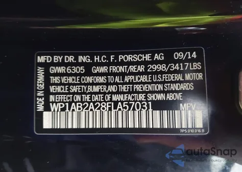 2015 Porsche Cayenne S from USA, damaged, VIN WP1AB2A28FLA57031